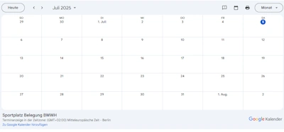 Kalender Belegung Sportplatz Wickrathhahn